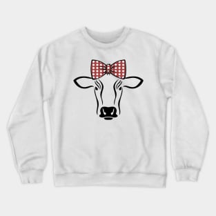 Cow Face With Bow Tie - Cute Lovely Animal For Farmhouse Crewneck Sweatshirt